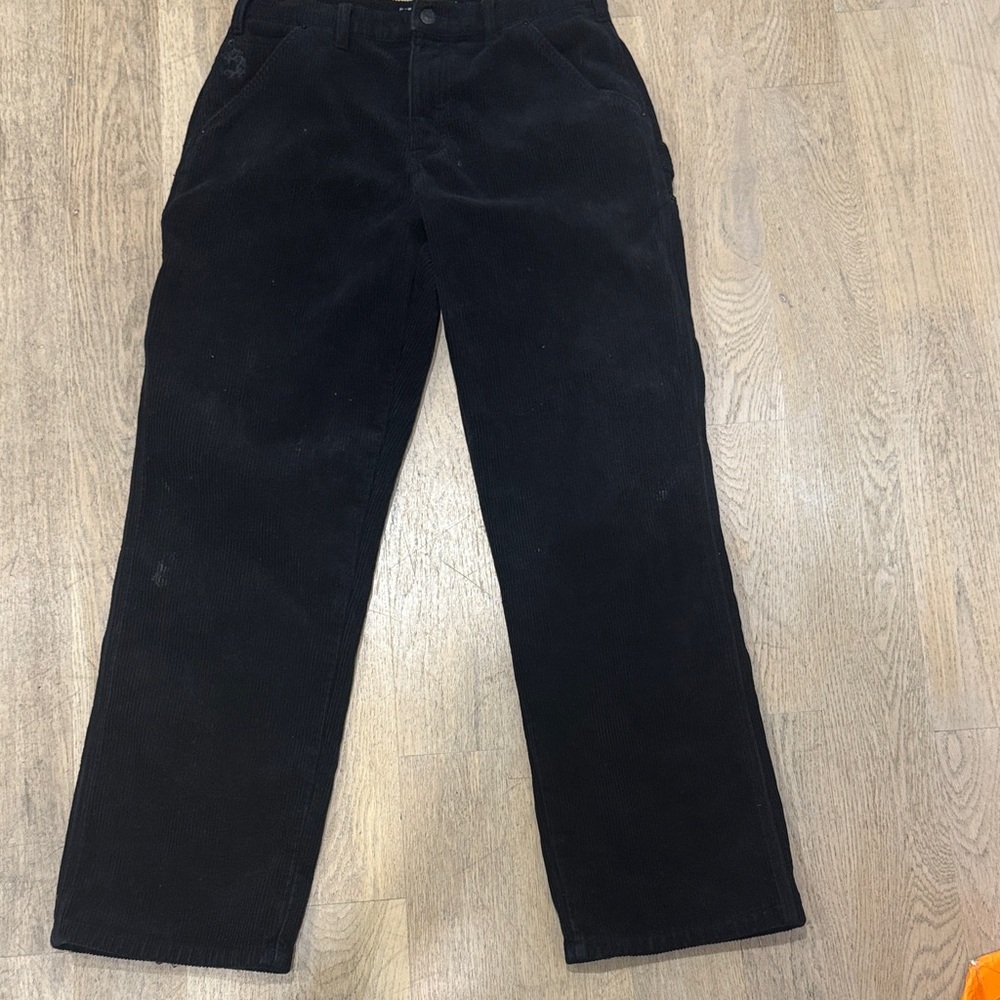 Black Corduroy Pants with Dragon Design